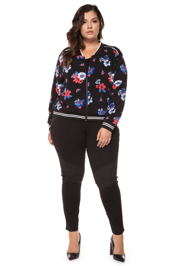 Plus size floral outlet bomber jacket