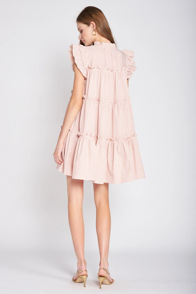 en saison Ida Blush Pink Striped Babydoll Dress