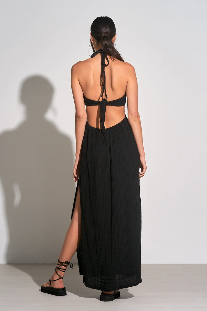 Elan Black Cut Out Halter Maxi Dress