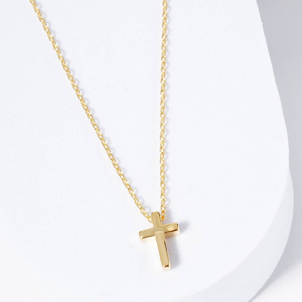 Gold-Dipped Mini Cross Charm Necklace