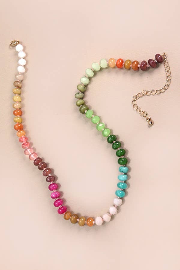 Natural Agate Glass Semi Precious Bead Necklace