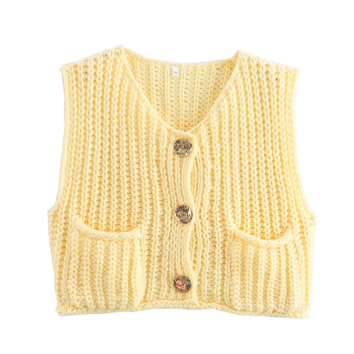 Knit Cardigan Vest With Pocket