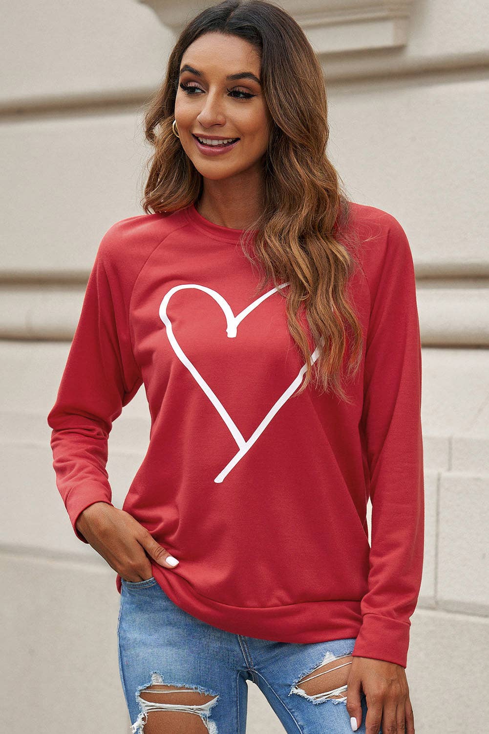 Red Heart Graphic Valentine's Sweatshirt