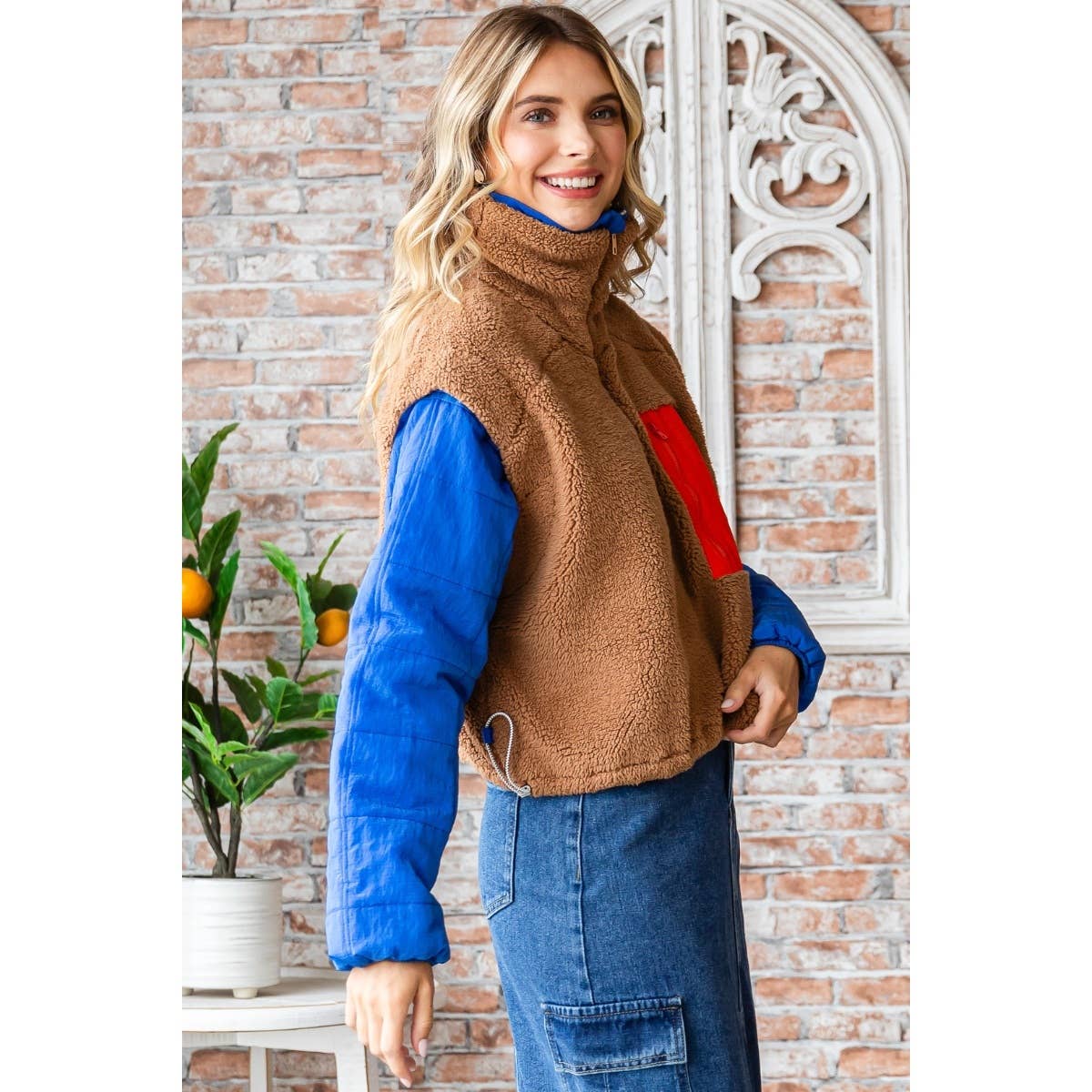 Soft fleece Quilted Puffer Sleeve Pullover