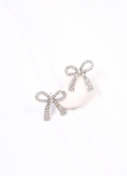 Silver CZ Bow Earring