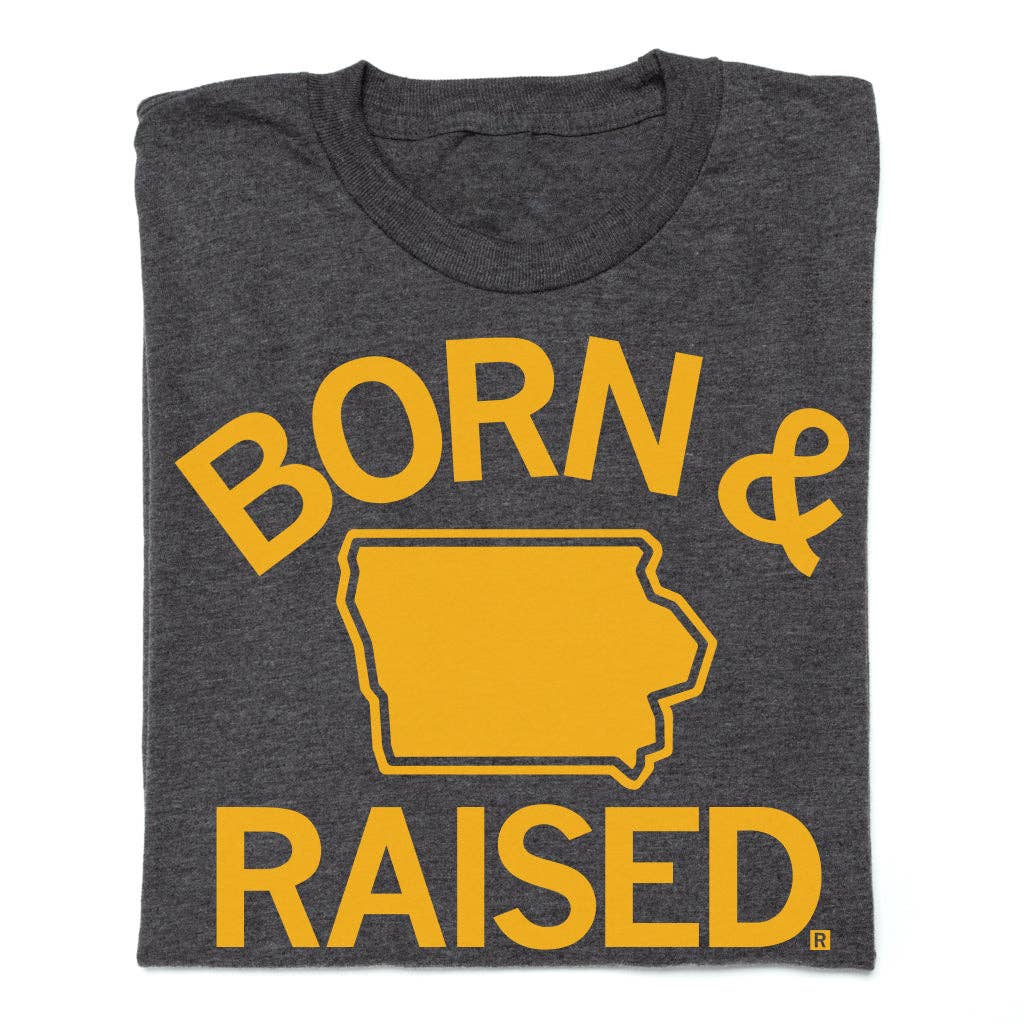 Iowa Born & Raised Charcoal T-shirt