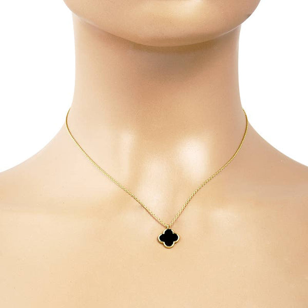 Gold-Dipped Colored Clover Charm Necklace