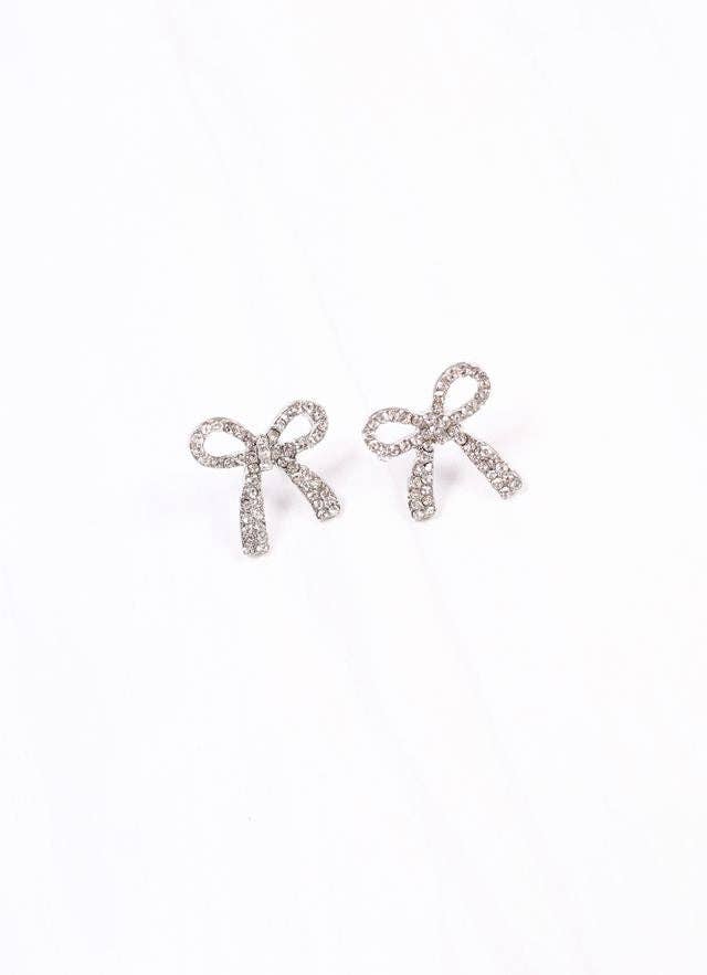 Silver CZ Bow Earring