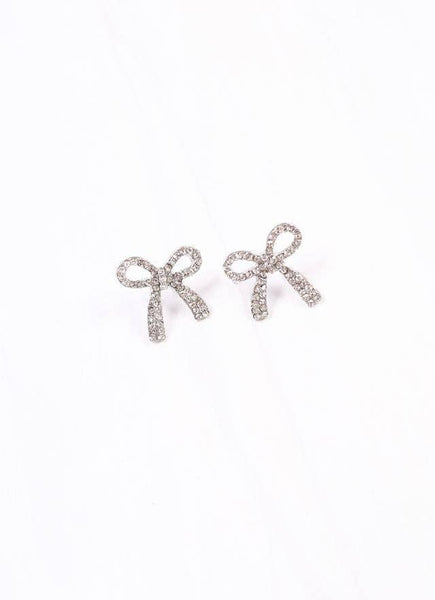 Silver CZ Bow Earring