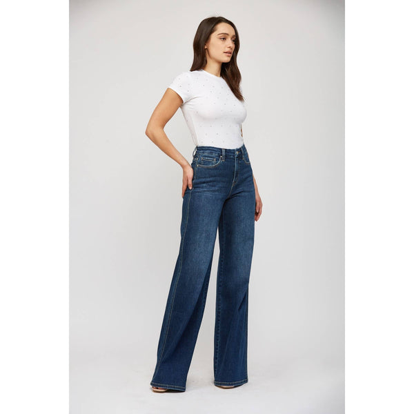 High Rise Dark Denim Wide Leg Skater Jean