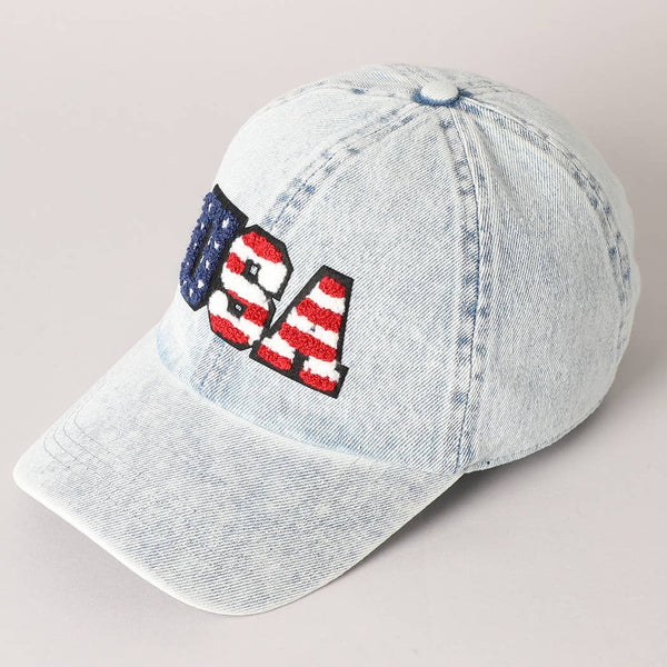 USA Letter Chenille Patch Baseball Cap