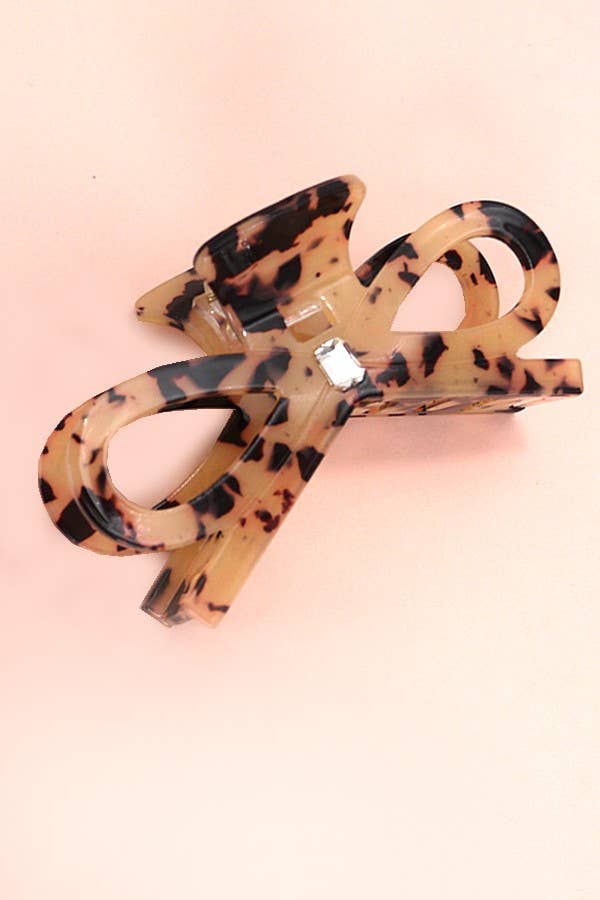 Bow Ribbon Rhinestone Hair Claw Clips