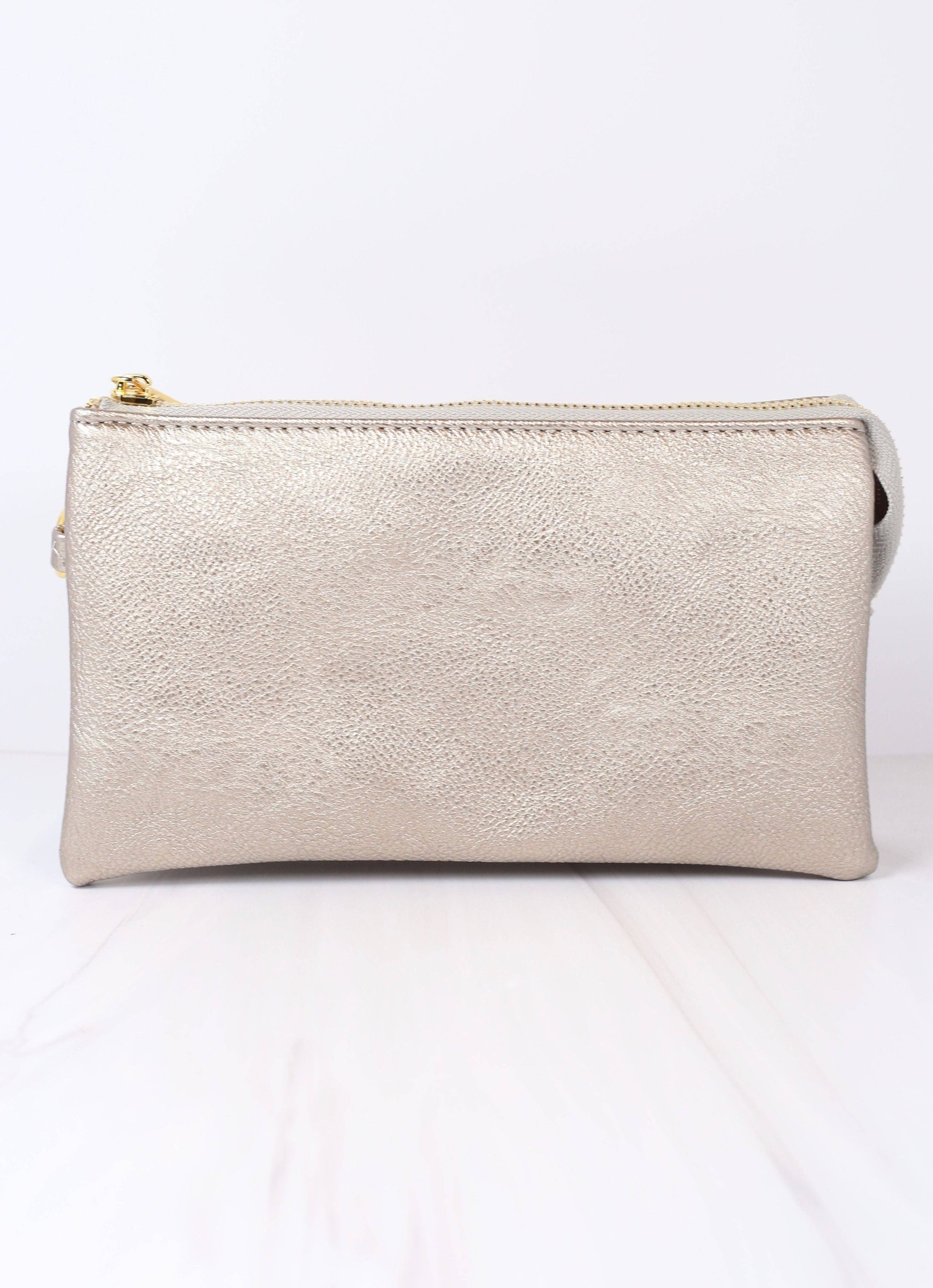 Silver Clutch Crossbody Purse