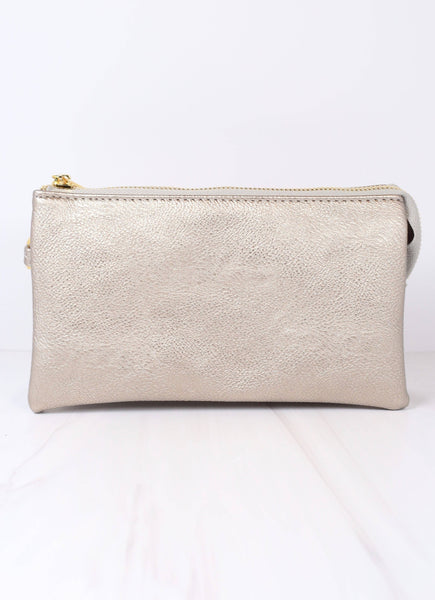 Silver Clutch Crossbody Purse