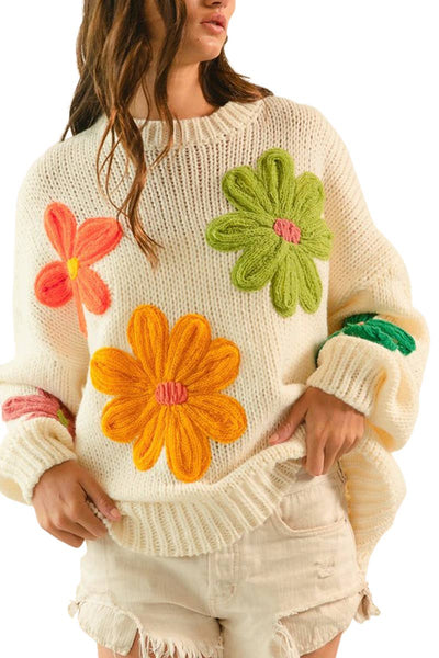 Flower Crochet Embroidery Sweater