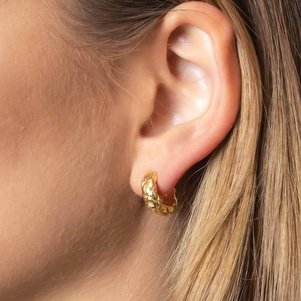 14K Gold Dipped C-Shaped Huggie Hoop Earrings