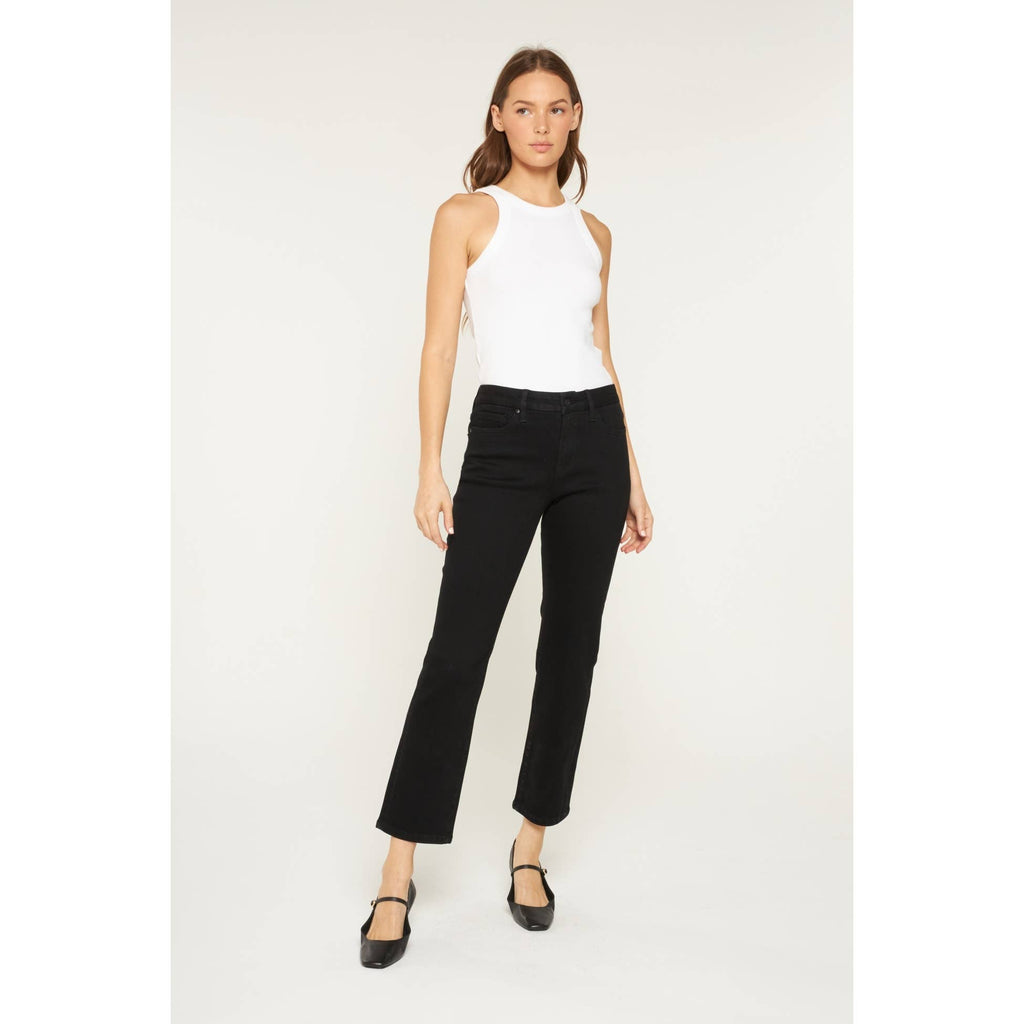 Black Mid Rise Ankle Straight Jeans