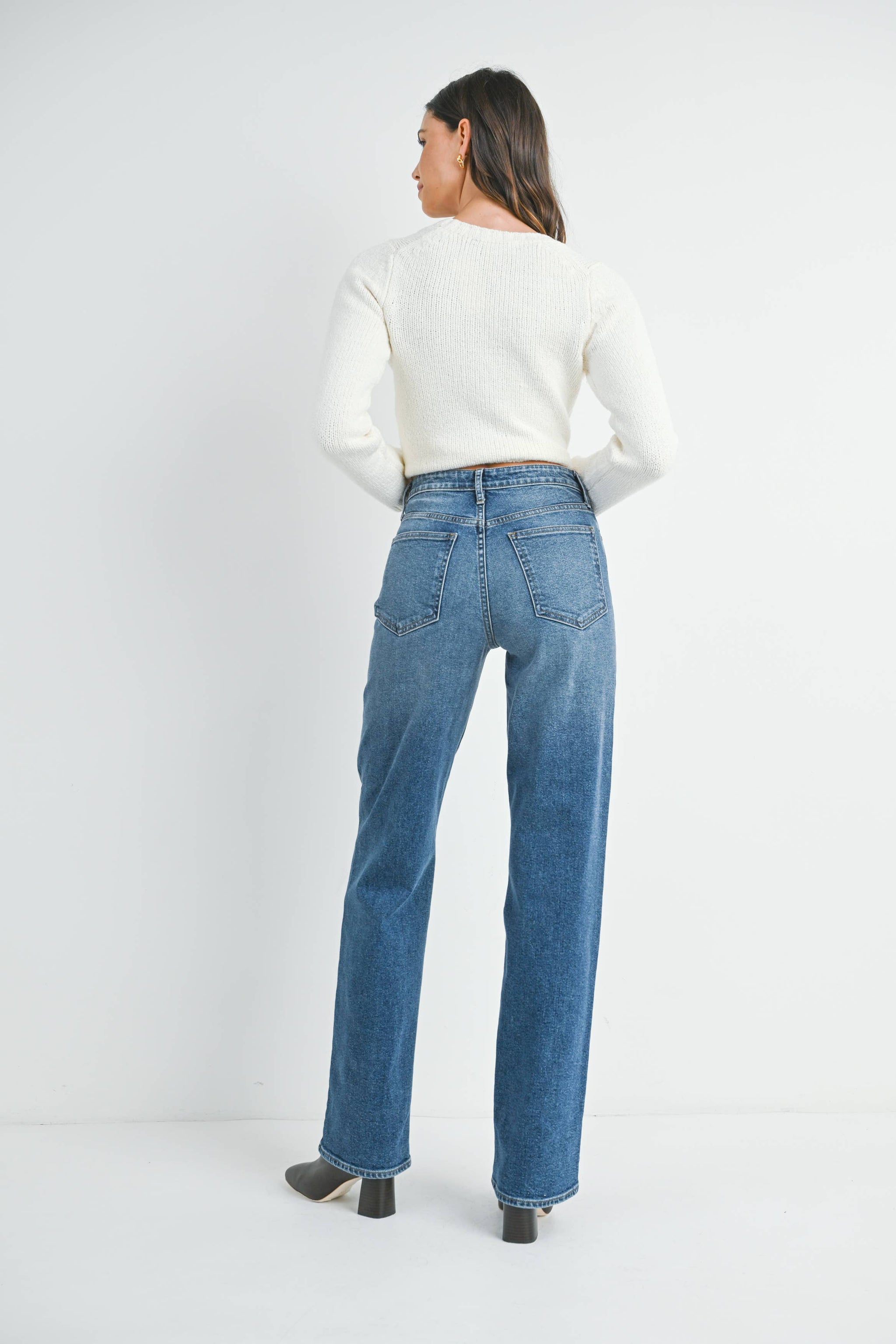 Medim Wash Longer Length Straight Jeans