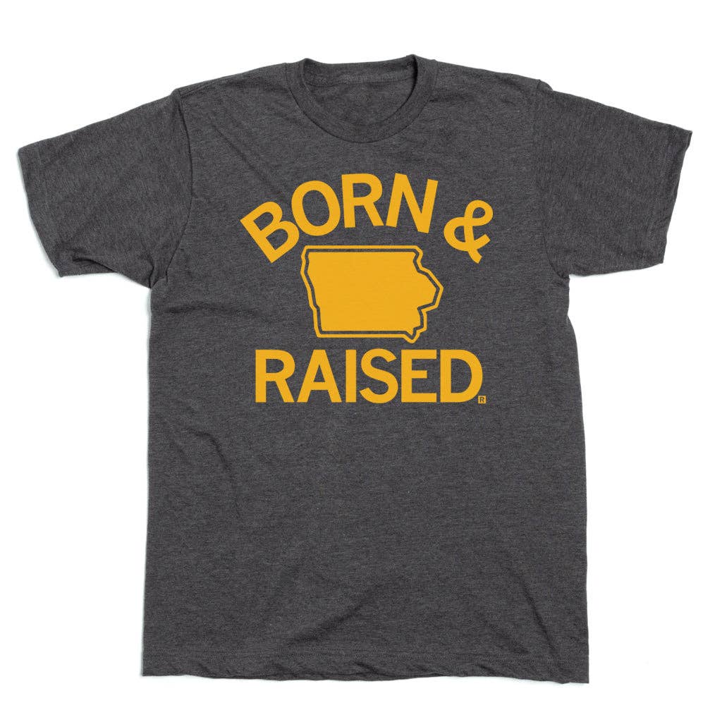 Iowa Born & Raised Charcoal T-shirt