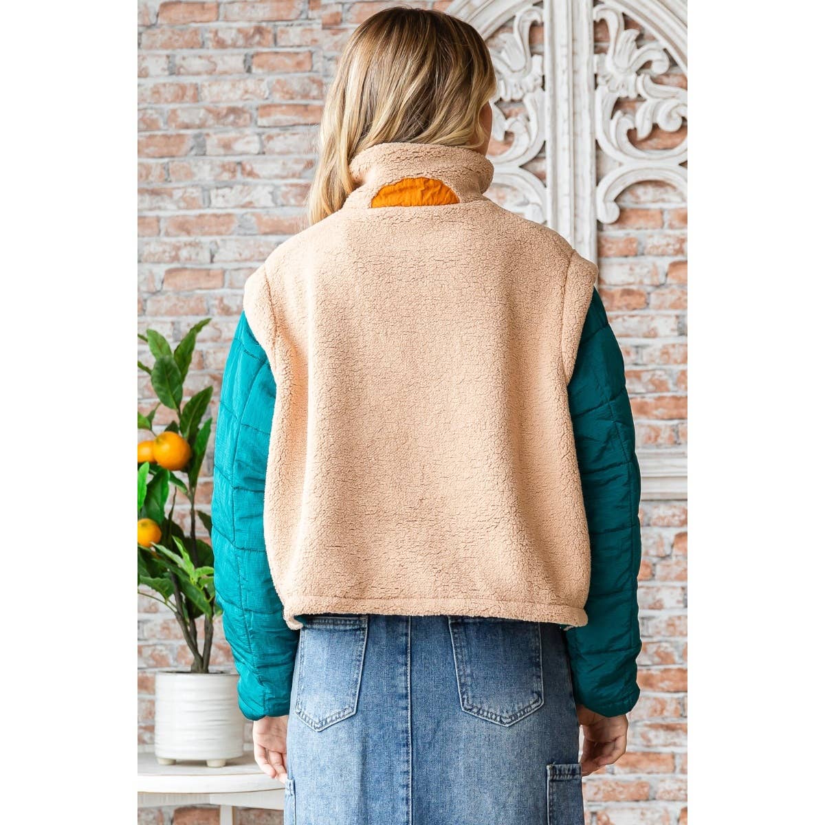 Soft fleece Quilted Puffer Sleeve Pullover