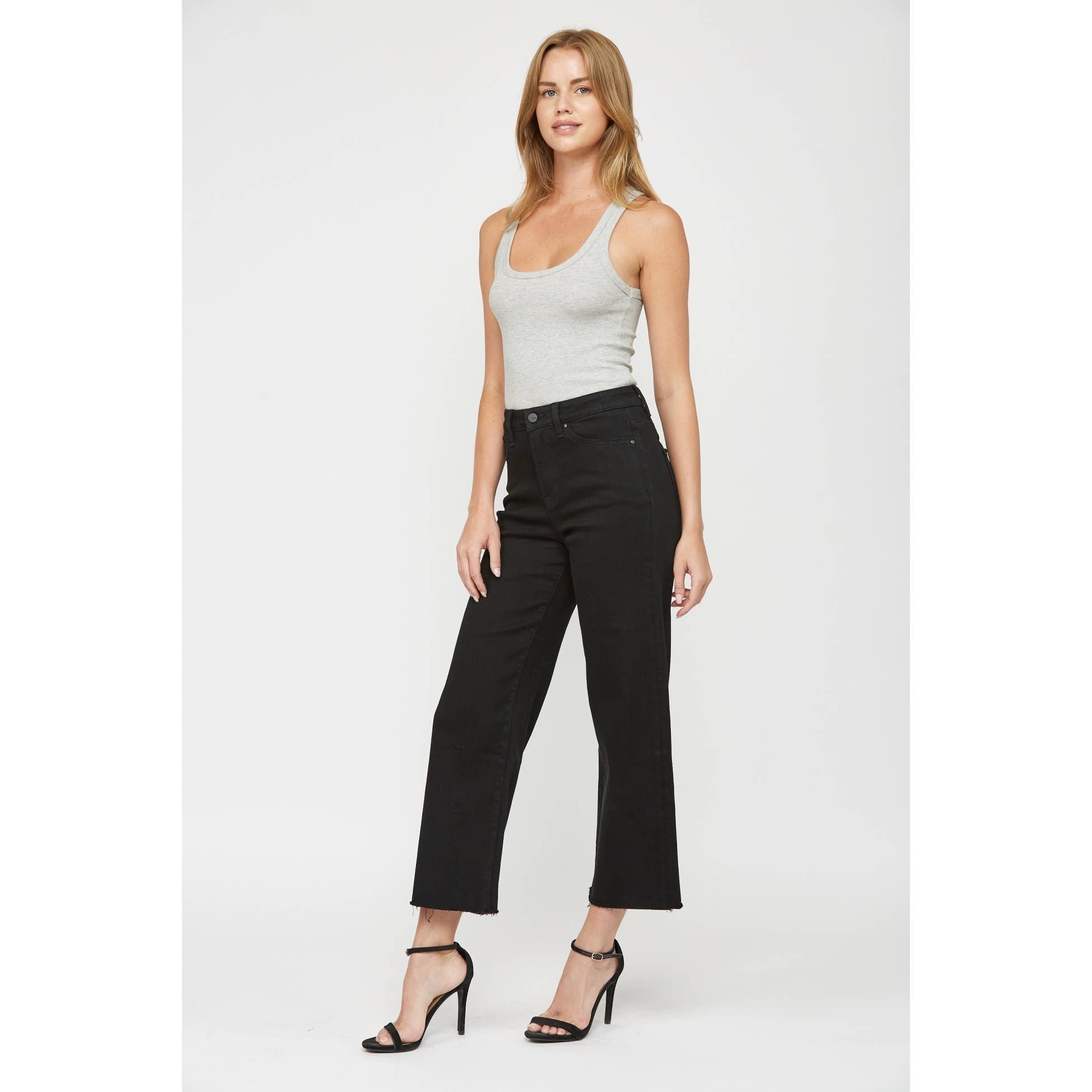 Black Wide Leg Crop Jeans