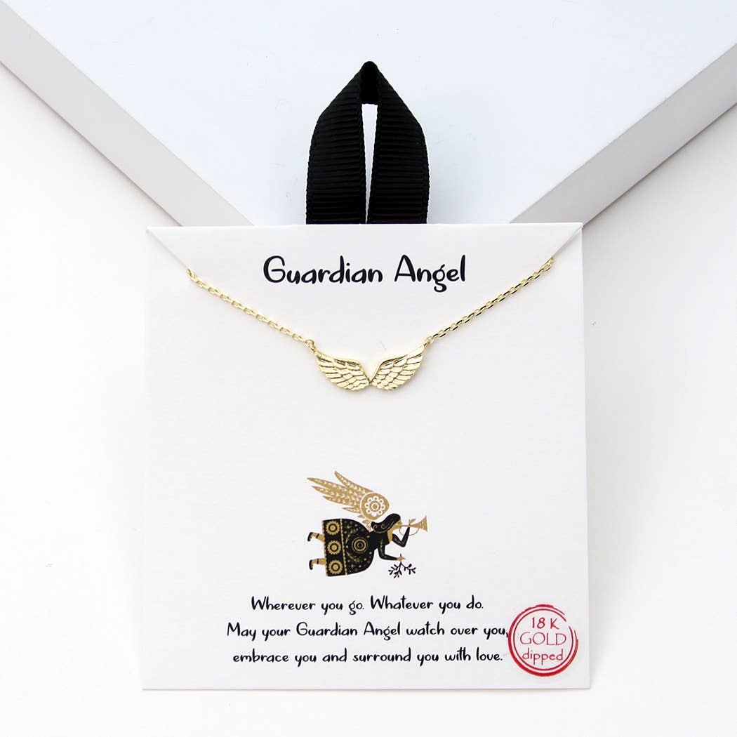 Gold-Dipped Guardian Angel Charm Necklace