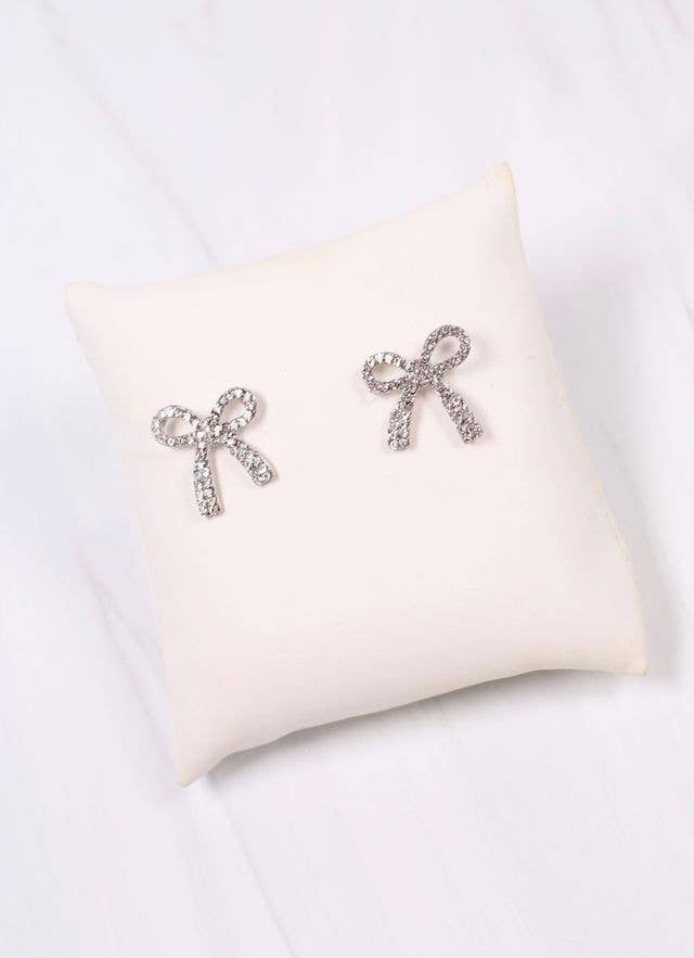 Silver CZ Bow Earring