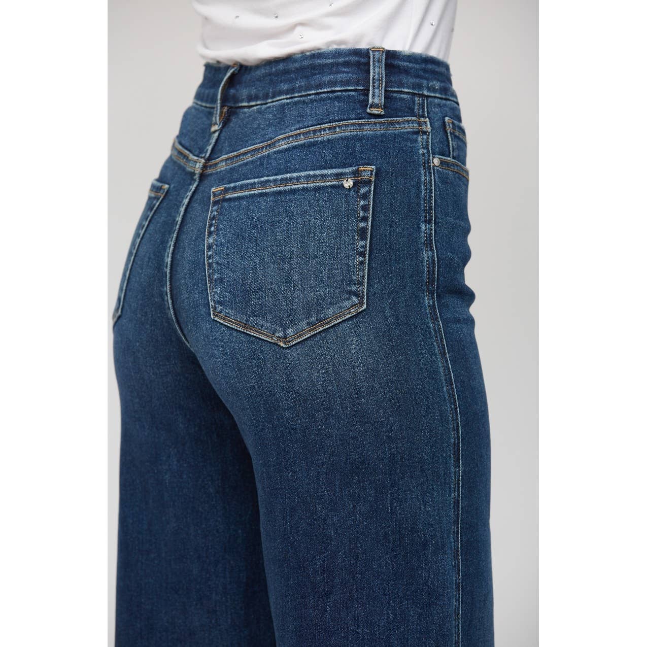 High Rise Dark Denim Wide Leg Skater Jean