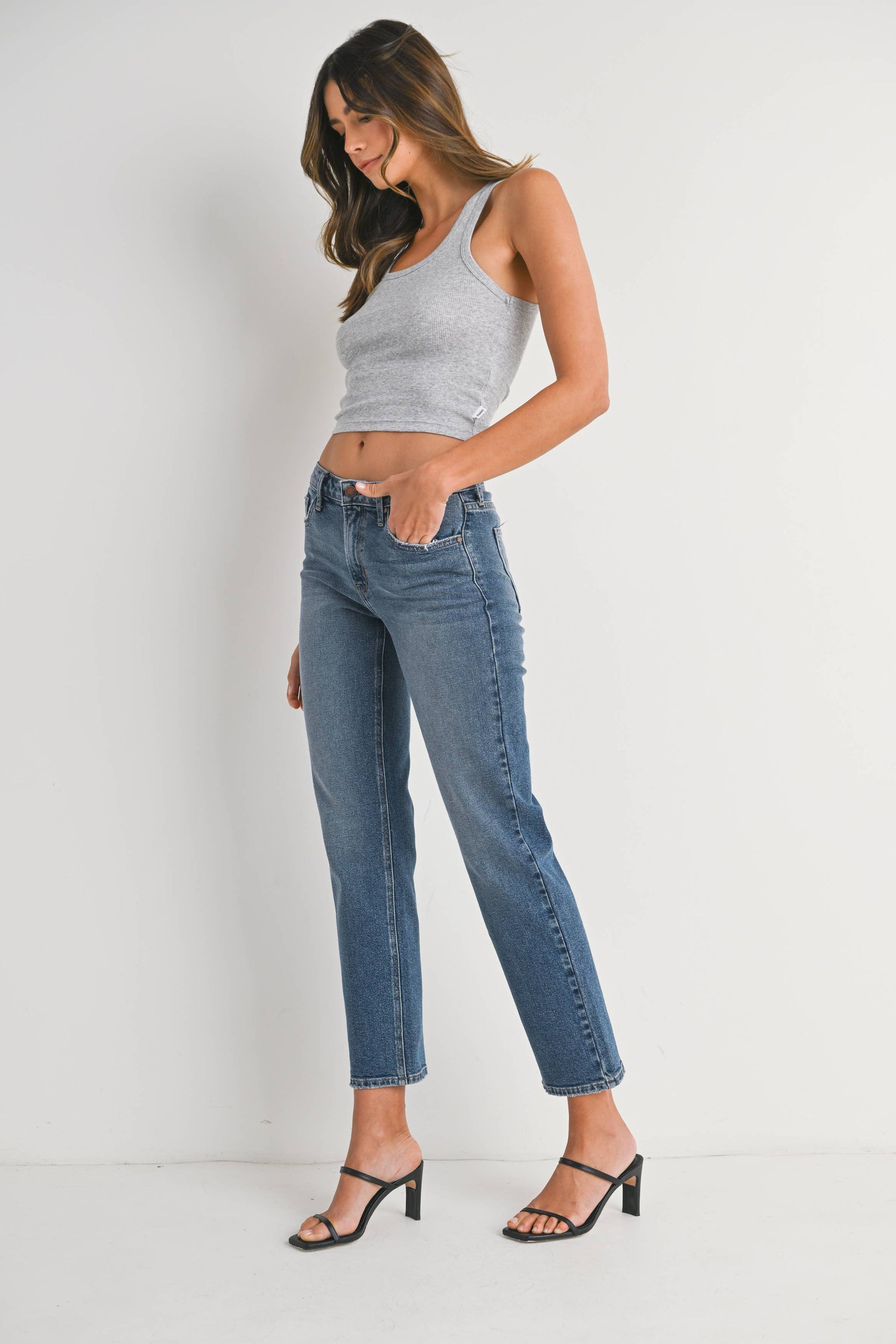 Clean Mid Rise Straight Jeans