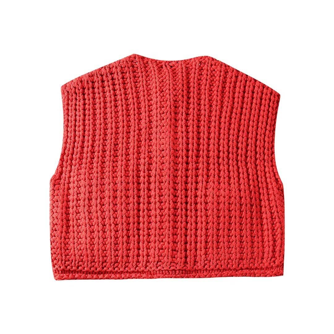 Knit Cardigan Vest With Pocket