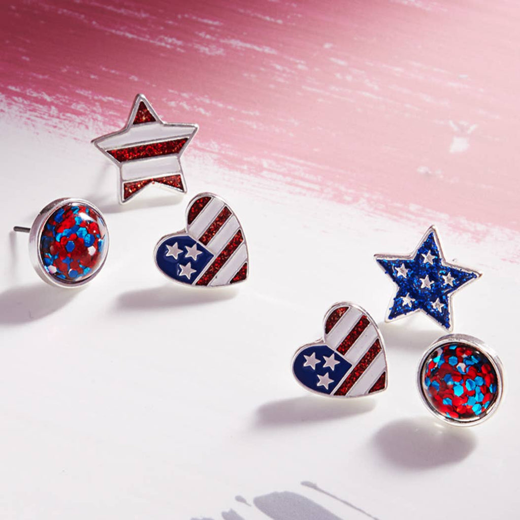 US Flag Printed Post Earrings