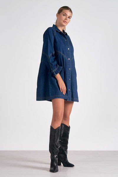 Dark Blue Denim Boho Dress