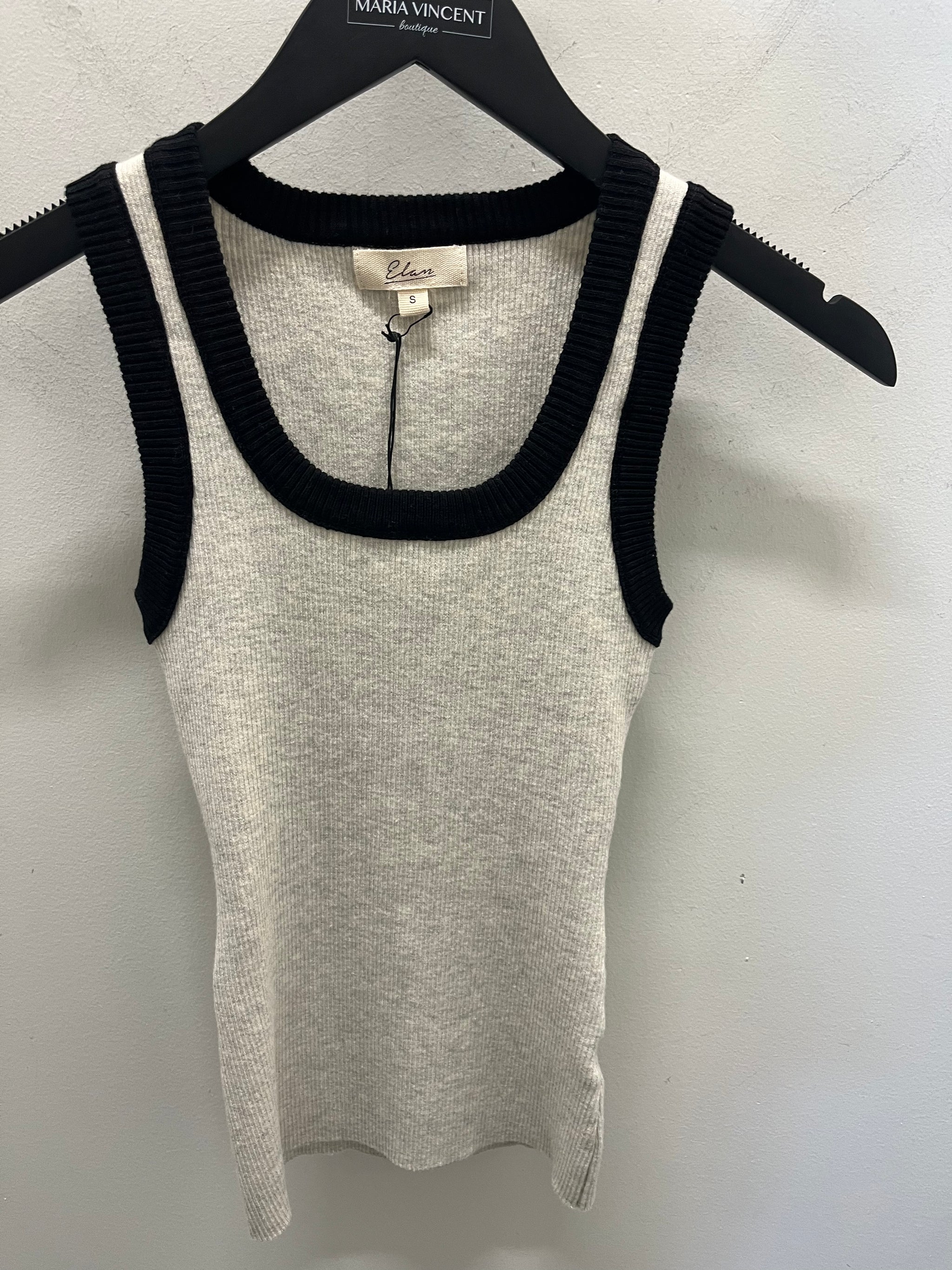 Light Grey Black Contrast Sweater Tank Top