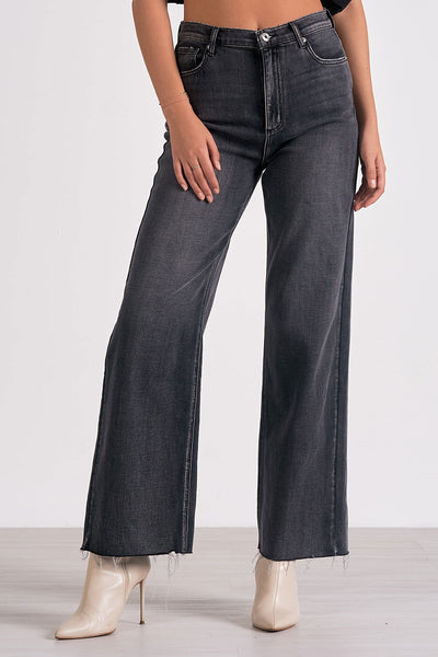 Black Wash High Waisted Wide Leg Jeans