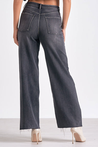 Black Wash High Waisted Wide Leg Jeans