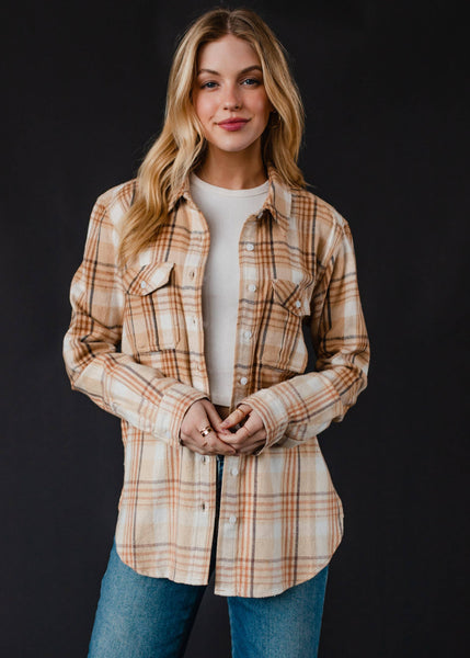 Tan & Brown Ombre Plaid Flannel