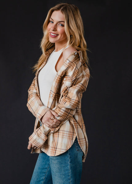 Tan & Brown Ombre Plaid Flannel