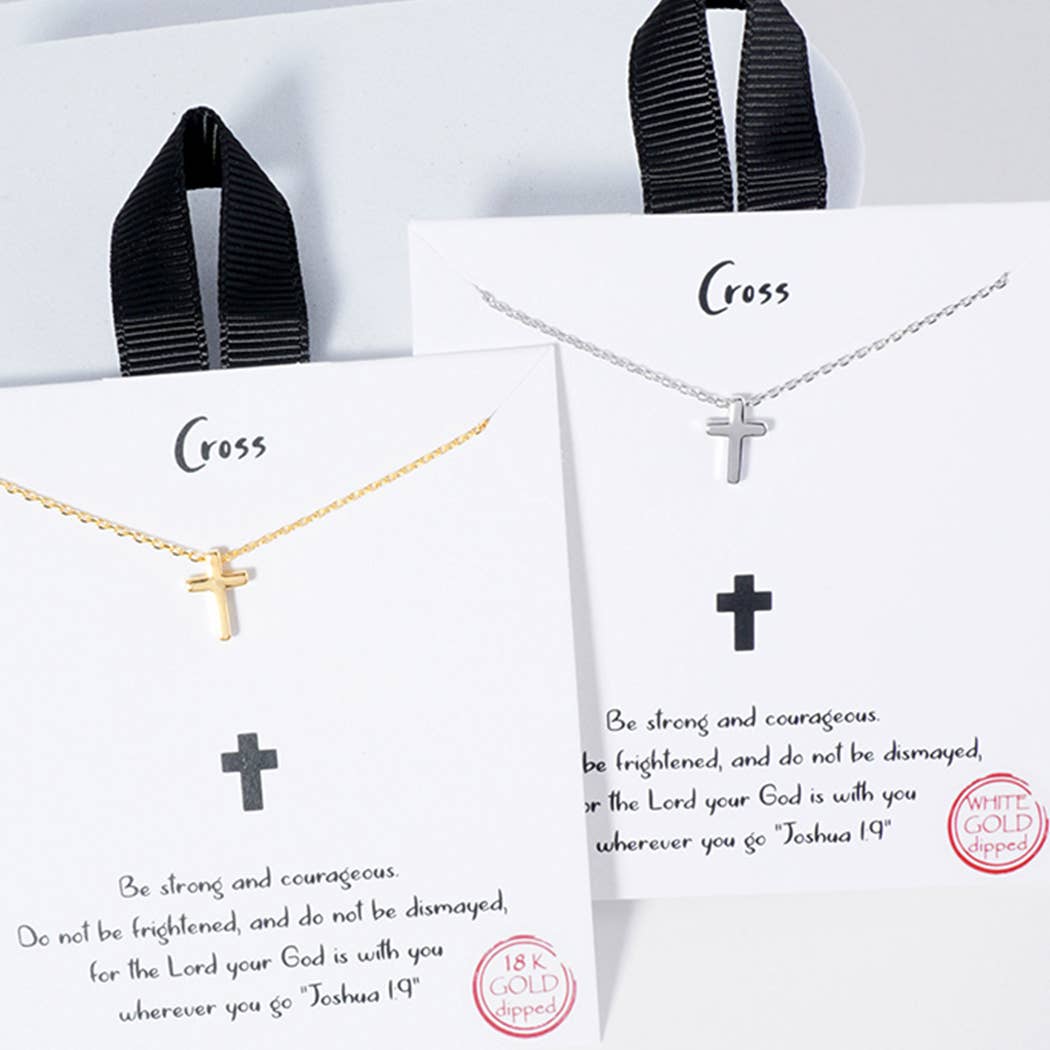 Gold-Dipped Mini Cross Charm Necklace