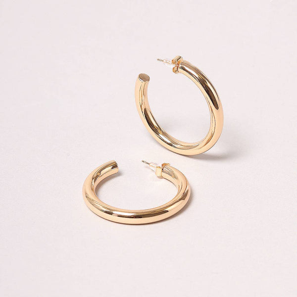 14K Gold-Dipped Metal Post Hoop Earring