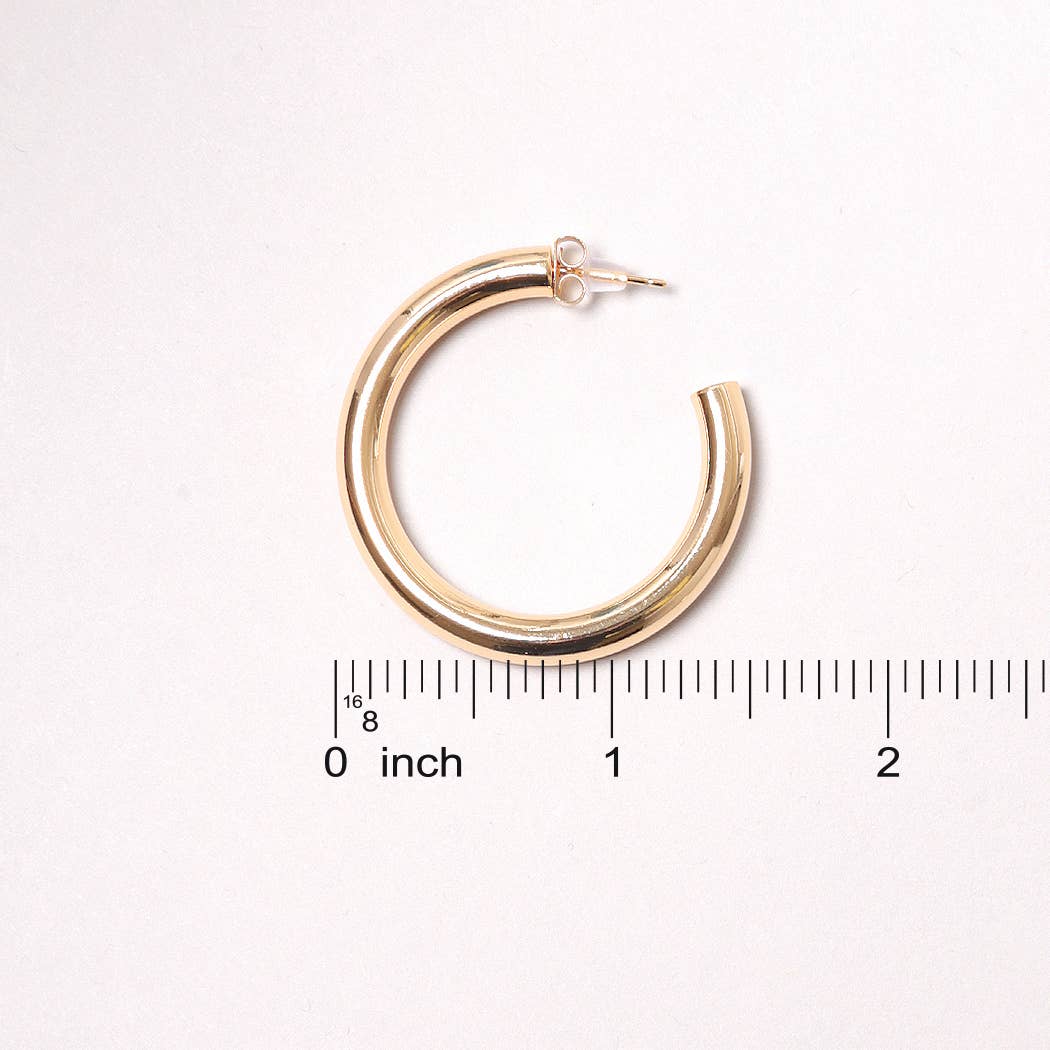 14K Gold-Dipped Metal Post Hoop Earring