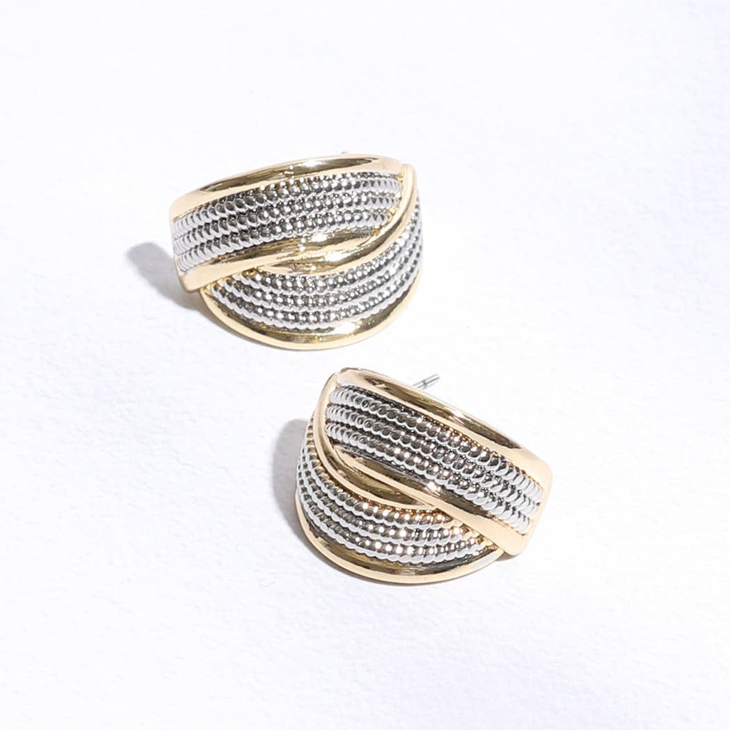 Calble Crossover Pave Post Earrings