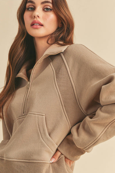 Brown Dove Funnel Neck Half Zip