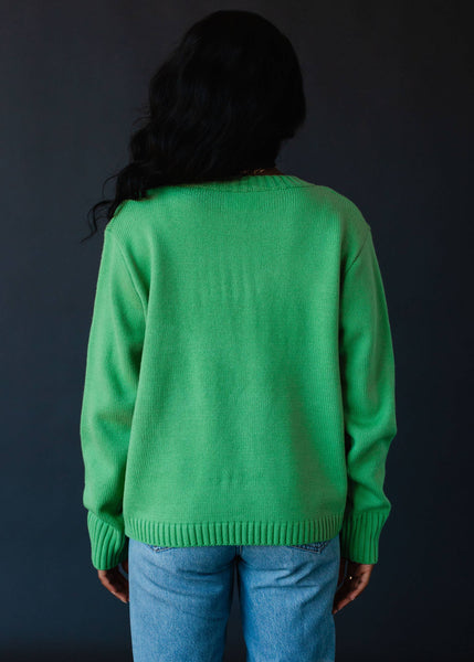 Green with Pink Merry Sweater