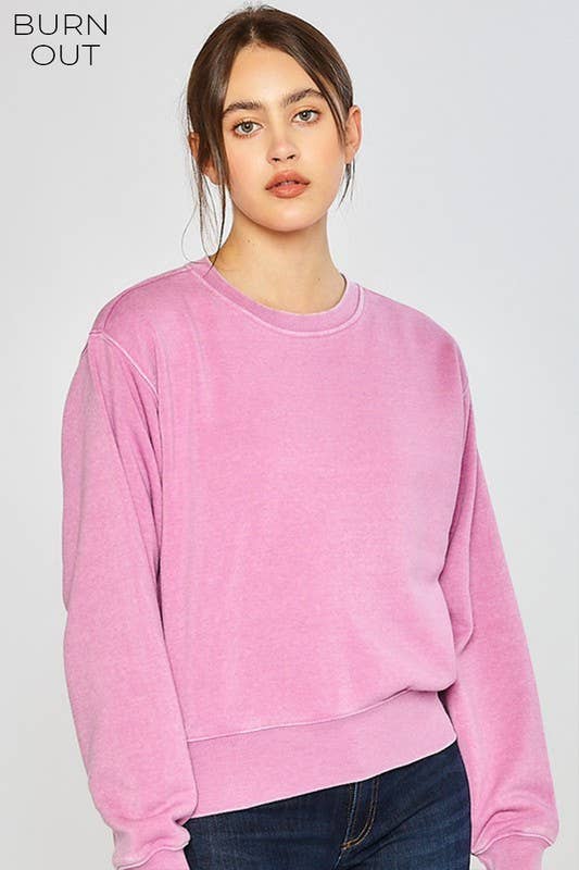 Basic Burnout Fleece Sweatshirt