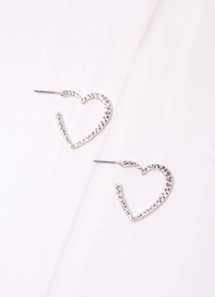 Silver Heart Hoop Earring