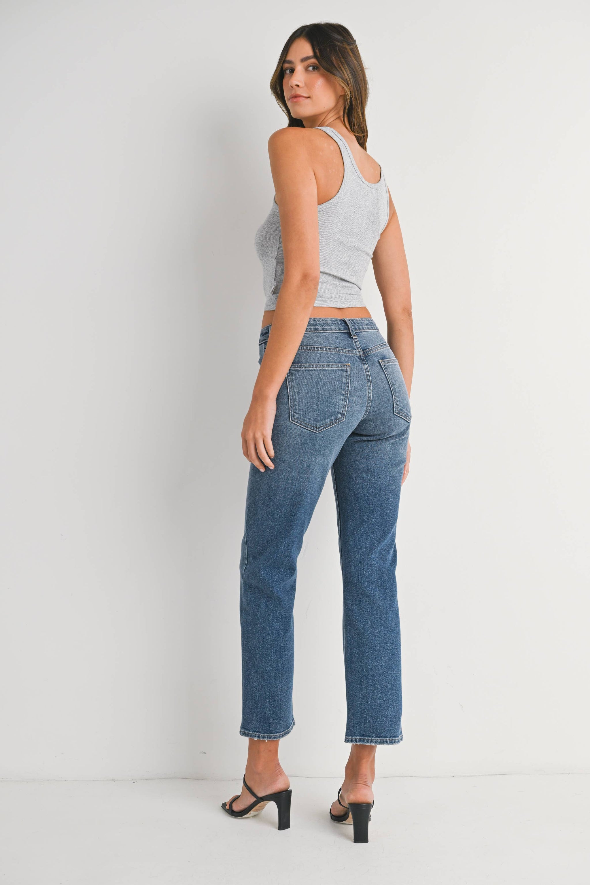 Clean Mid Rise Straight Jeans