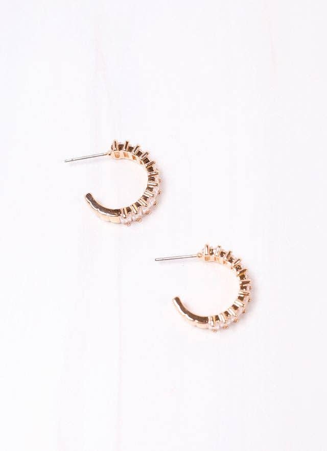 Gold CZ Hoop Earring