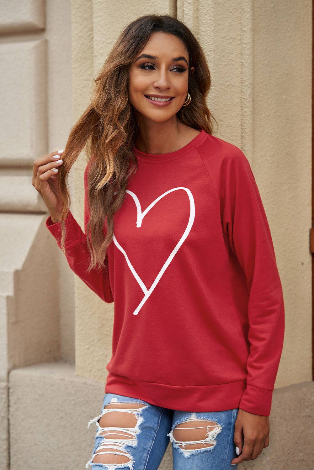 Red Heart Graphic Valentine's Sweatshirt