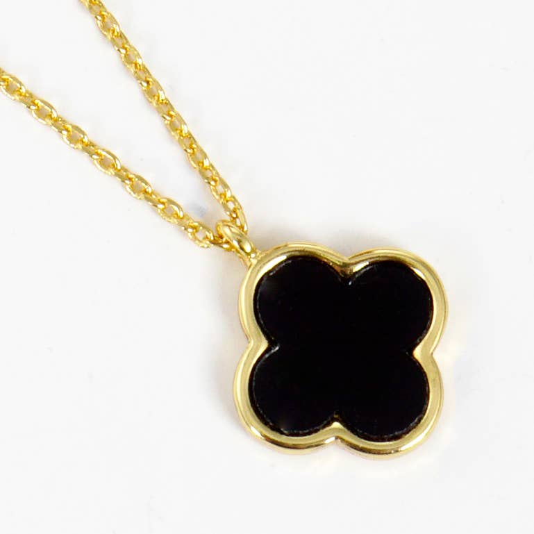 Gold-Dipped Colored Clover Charm Necklace