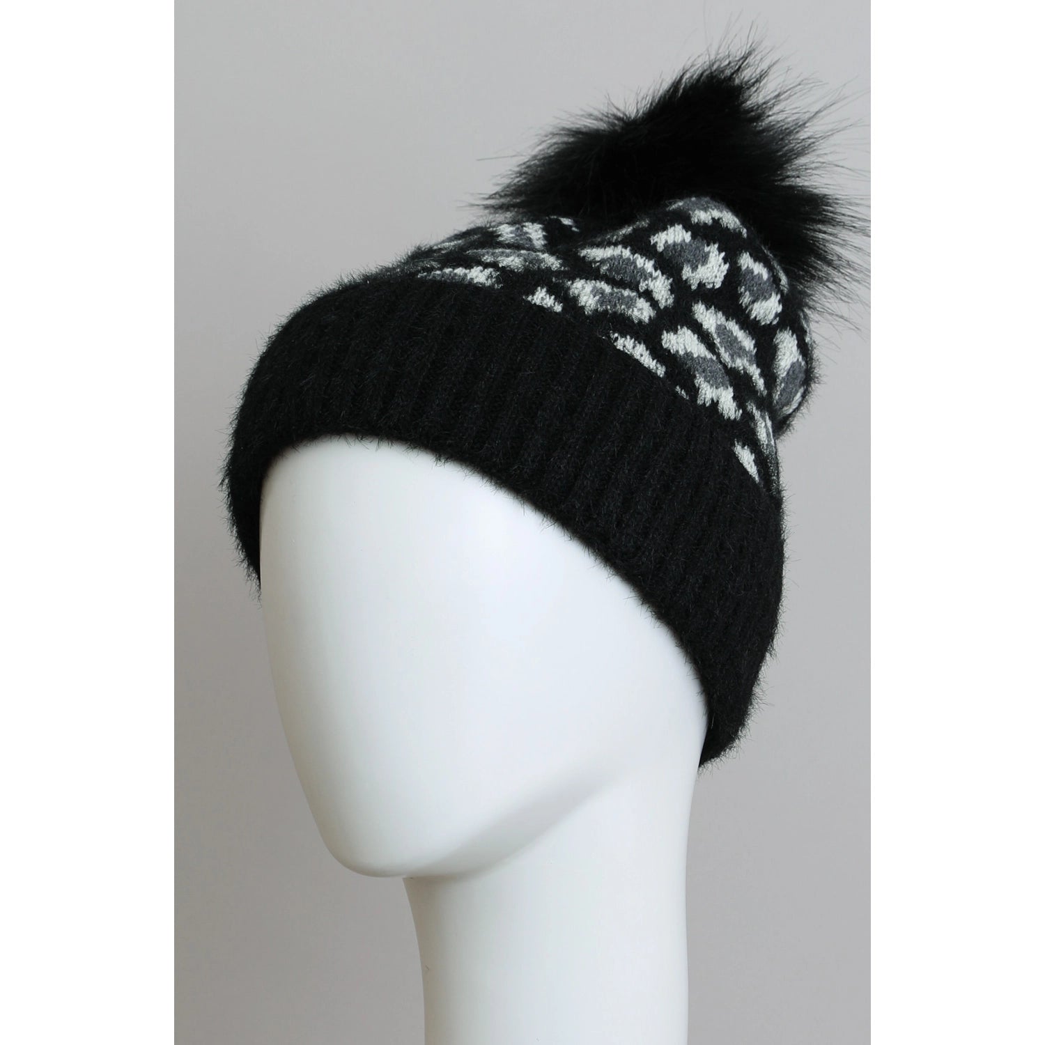 Leto Accessories Leopard Knit Beanie Hat